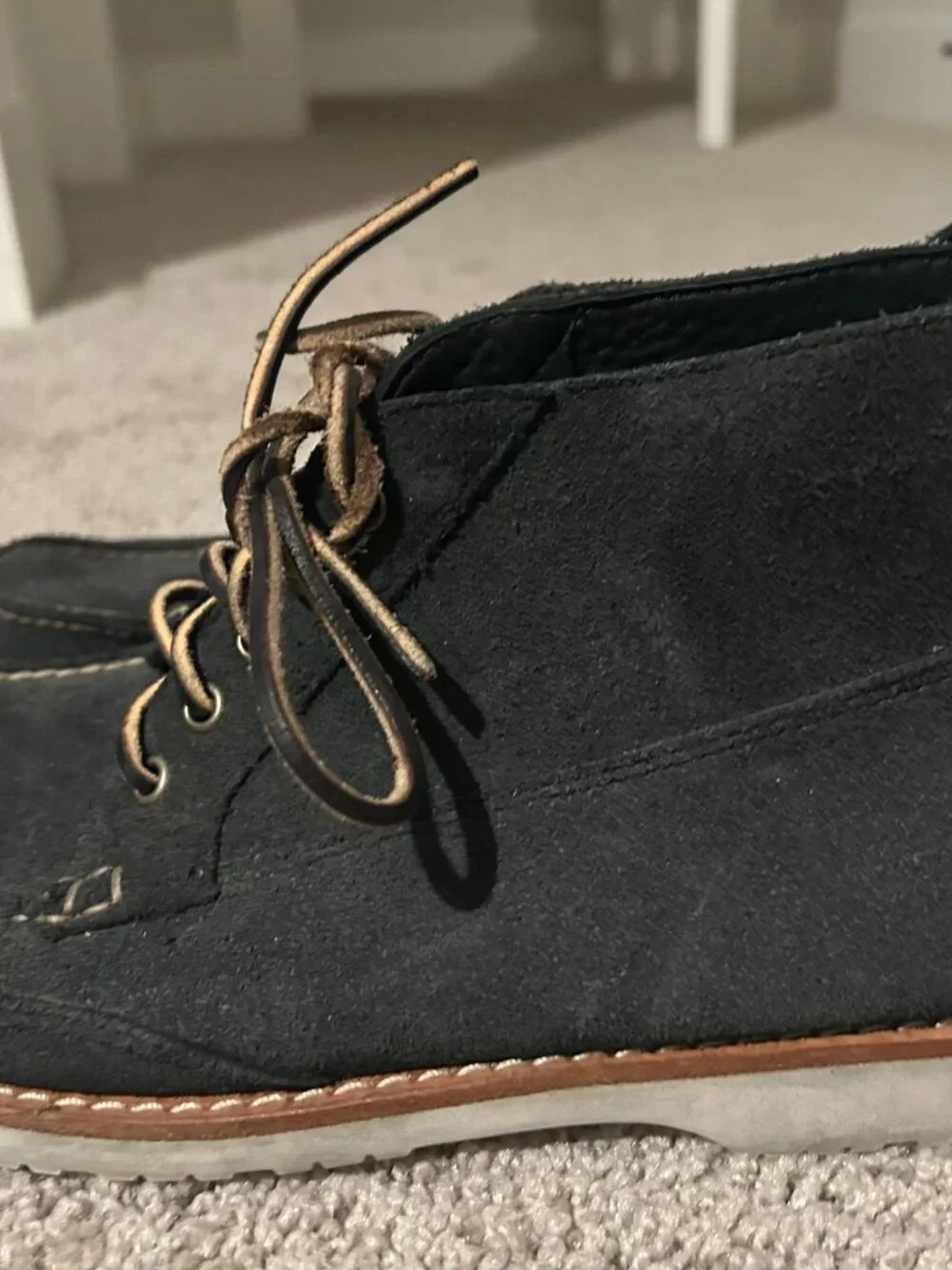 Lucky Brand Men's Suede Moc Toe Chukka Boots - Dark Navy Blue / Black 10.5